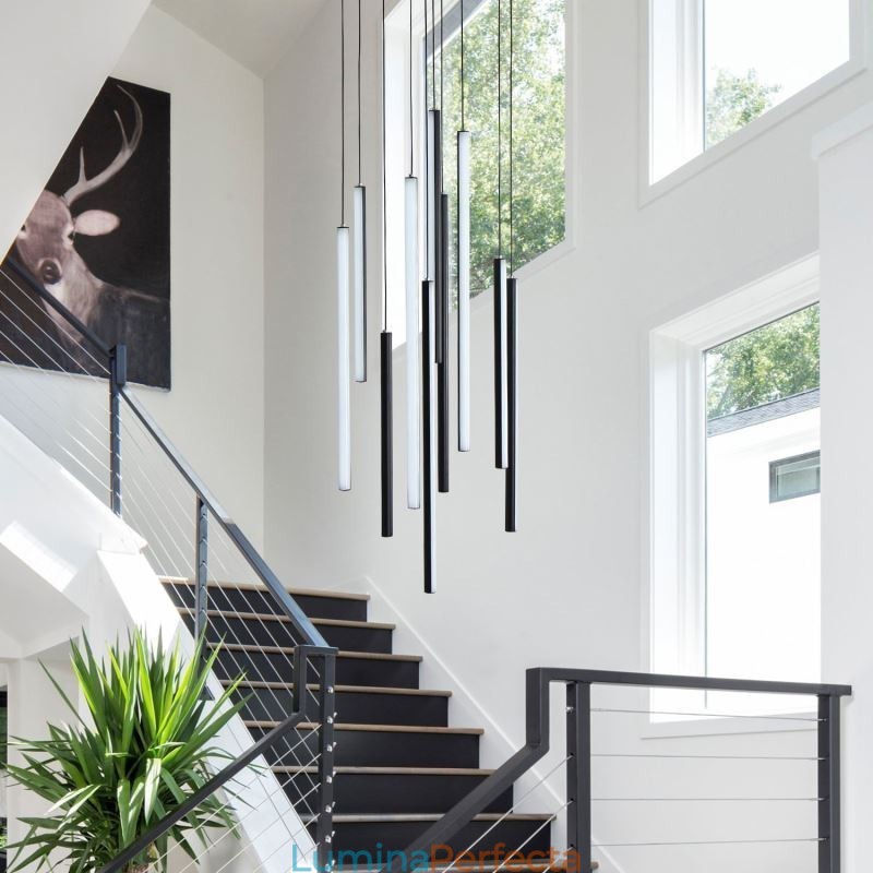 Candelabru modern cu bandă lungă suspendată clădire duplex