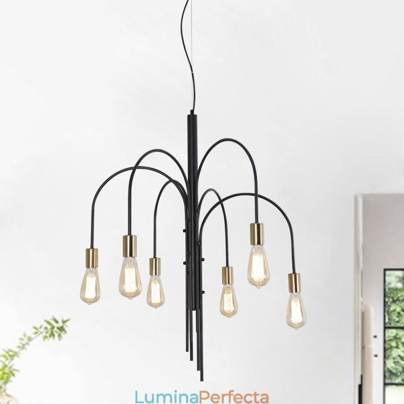 Candelabru modern din fier Lampă suspendată din fier simplu