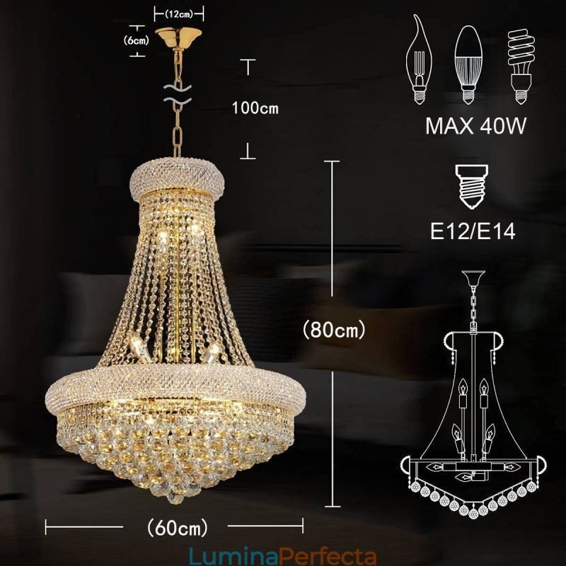 Candelabru în formă de coroană Lumină suspendată de cristal