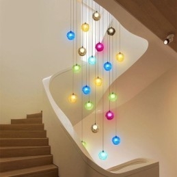 Lumină suspendată modernă cu bile de cristal Candelabru de cristal colorat (stil colorat vă rugăm să ne contactați)
