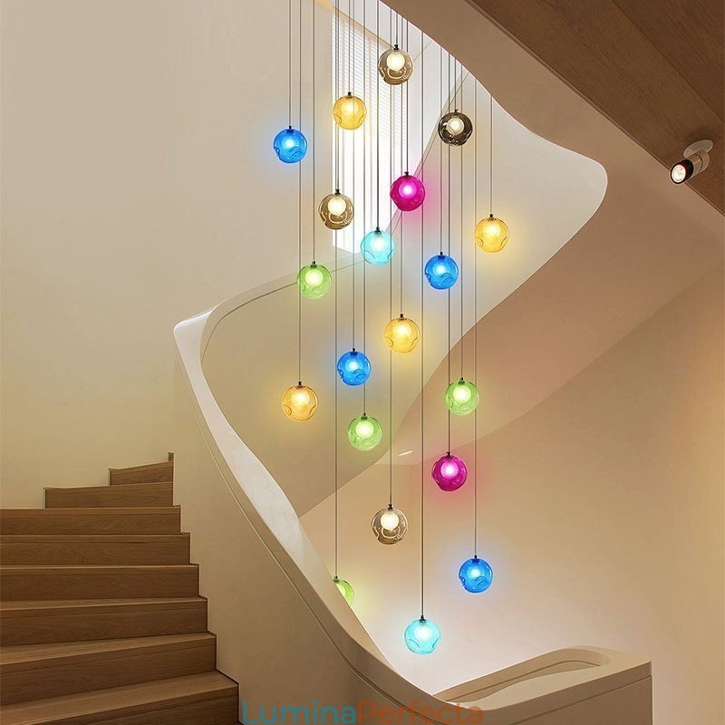 Lumină suspendată modernă cu bile de cristal Candelabru de cristal colorat (stil colorat vă rugăm să ne contactați)