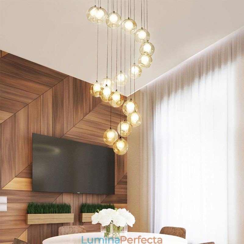 Lumină suspendată modernă cu bile de cristal Candelabru de cristal colorat (stil colorat vă rugăm să ne contactați)