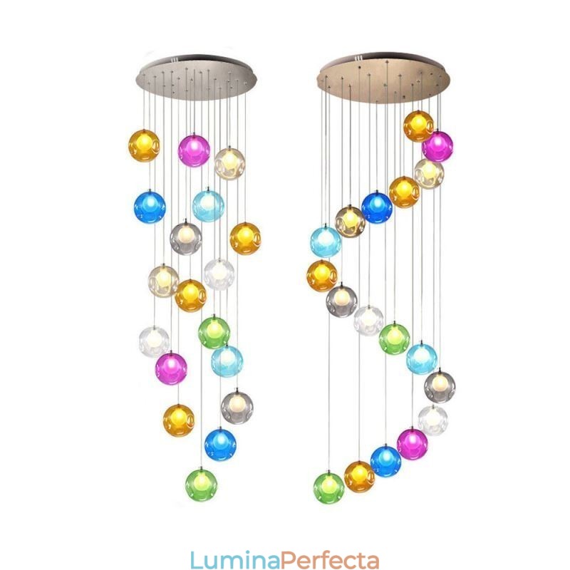 Lumină suspendată modernă cu bile de cristal Candelabru de cristal colorat (stil colorat vă rugăm să ne contactați)