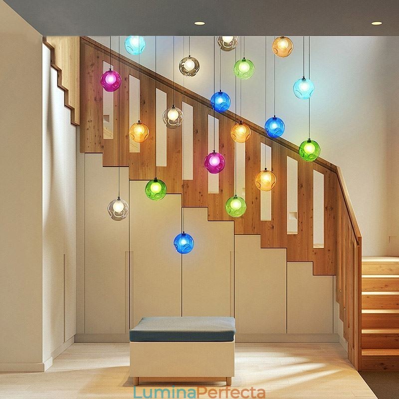 Lumină suspendată modernă cu bile de cristal Candelabru de cristal colorat (stil colorat vă rugăm să ne contactați)