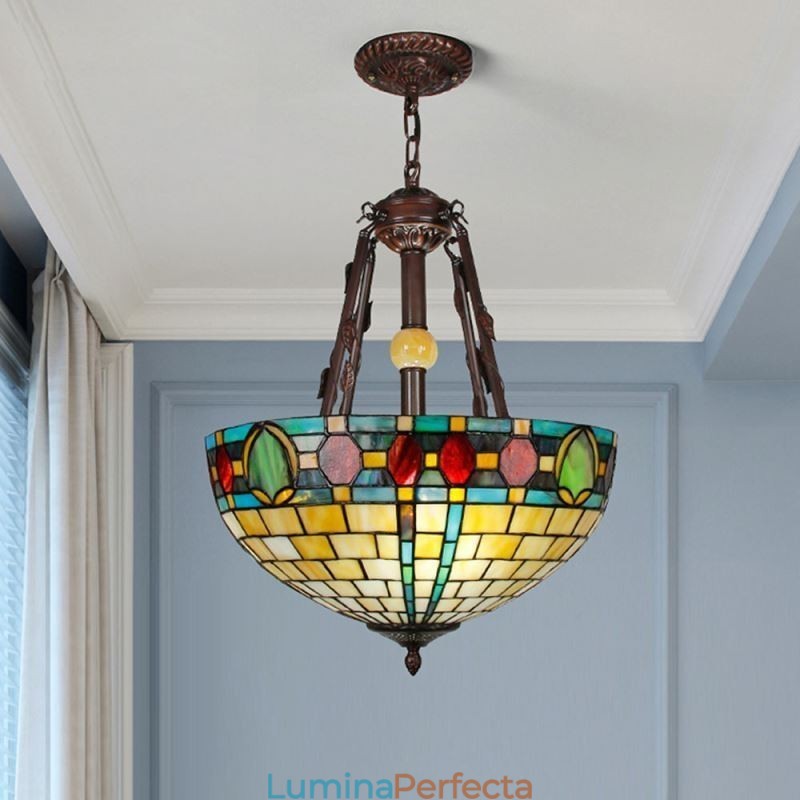 Lampă suspendată cu vitraliu Lampă decorativă suspendată