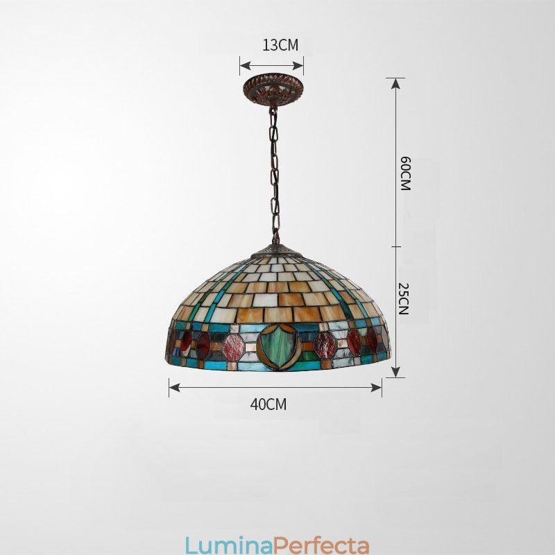 Lampă suspendată din vitraliu Lampă suspendată de epocă