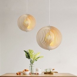 Candelabru modern cu bile rotunde Lampă suspendată din lemn de tijol