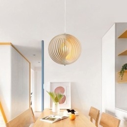 Candelabru modern cu bile rotunde Lampă suspendată din lemn de tijol