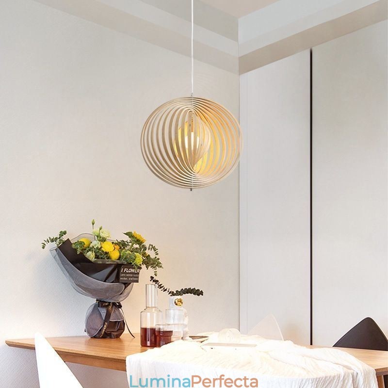 Candelabru modern cu bile rotunde Lampă suspendată din lemn de tijol