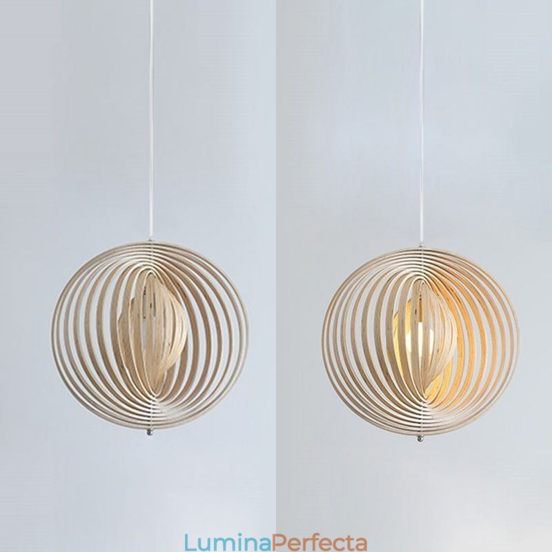Candelabru modern cu bile rotunde Lampă suspendată din lemn de tijol