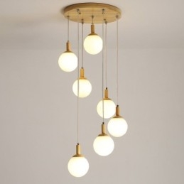 Lampă suspendată din lemn japonez Lampă nordică din sticlă