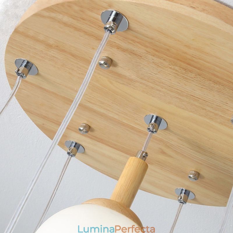 Lampă suspendată din lemn japonez Lampă nordică din sticlă