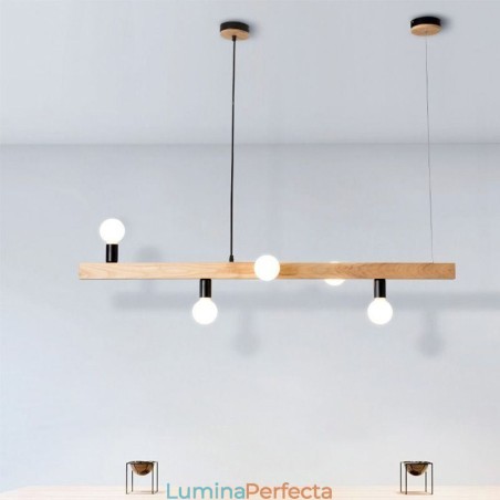 Candelabru japonez din lemn cu pandantiv Molecule Candelabru japonez din lemn cu pandantiv Molecule