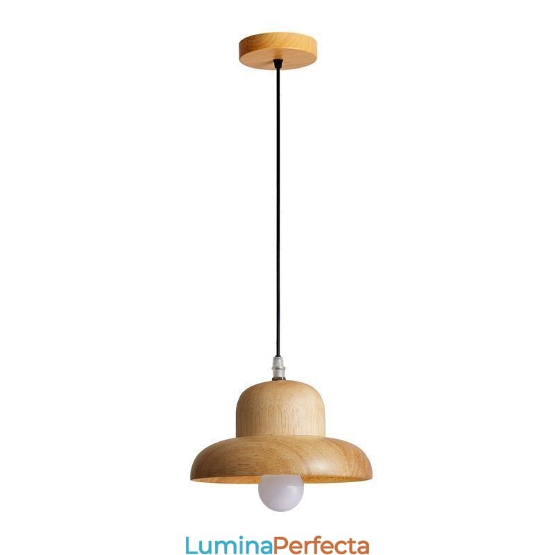 Lampă suspendată din lemn japonez. Lampă suspendată cu pălărie