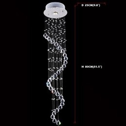 Lampă cu pandantiv de cristal Iluminare candelabru 1 lumini Canpoy argintiu Lămpi de tavan cu Helix de cristal K9 H80CM