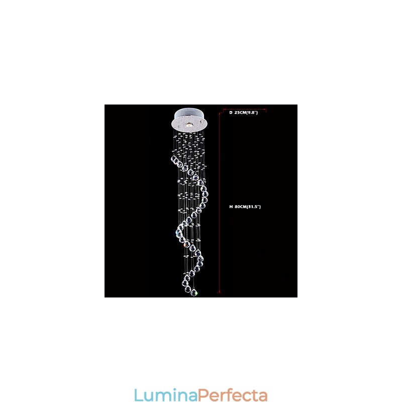 Lampă cu pandantiv de cristal Iluminare candelabru 1 lumini Canpoy argintiu Lămpi de tavan cu Helix de cristal K9 H80CM