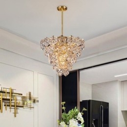 Lampă suspendată din sticlă europeană Candelabru modern în formă de con