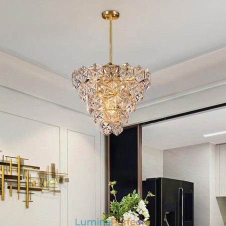Lampă suspendată din sticlă europeană Candelabru modern în formă de con Lampă suspendată din sticlă europeană Candelabru modern în formă de con