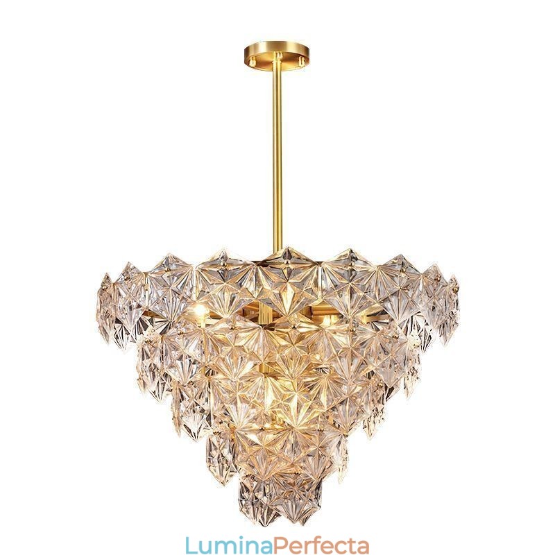 Lampă suspendată din sticlă europeană Candelabru modern în formă de con