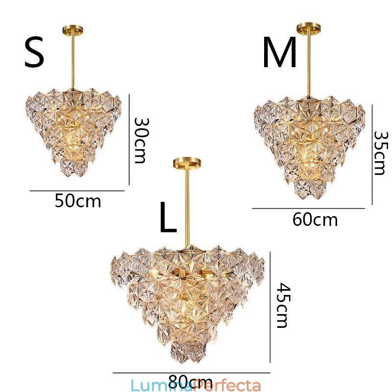 Lampă suspendată din sticlă europeană Candelabru modern în formă de con