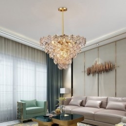 Lampă suspendată din sticlă europeană Candelabru modern în formă de con