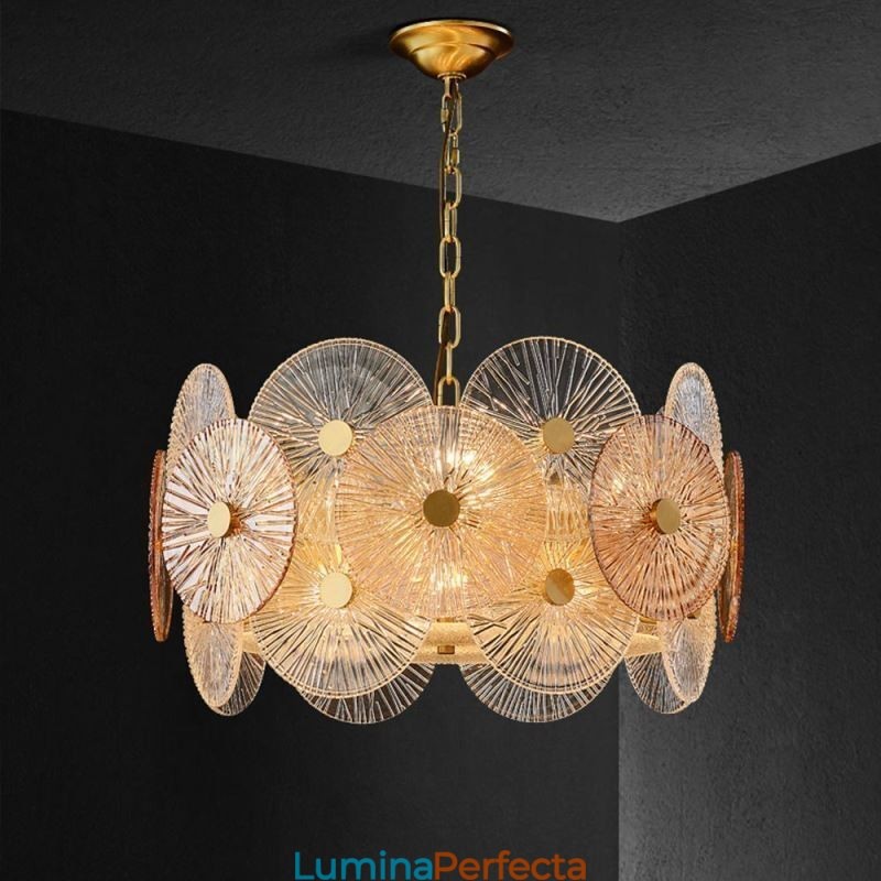 Candelabru cu disc Spark modern Lampă suspendată din sticlă de artificii Iluminare decorativă pentru casă