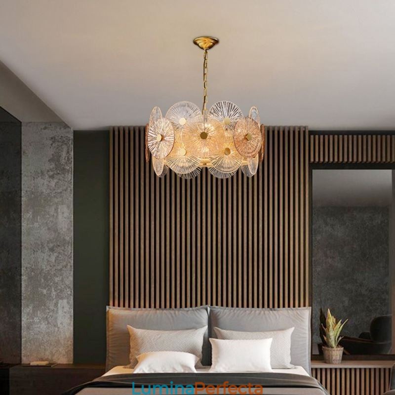 Candelabru cu disc Spark modern Lampă suspendată din sticlă de artificii Iluminare decorativă pentru casă