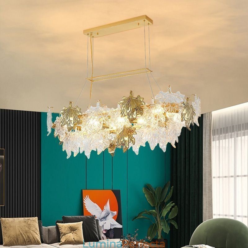 Lampă cu pandantiv din frunze de arțar, decorațiuni pentru casă, iluminat din sticlă