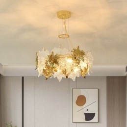 Lampă suspendată Maple Leaf Candelabru din sticlă pentru decorațiuni interioare europene
