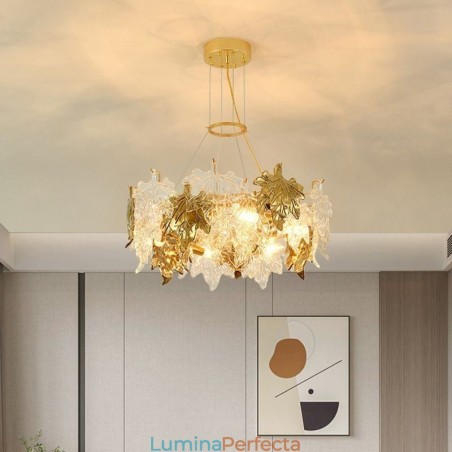 Lampă suspendată Maple Leaf Candelabru din sticlă pentru decorațiuni interioare europene Lampă suspendată Maple Leaf Candelabru din sticlă pentru decorațiuni interioare europene