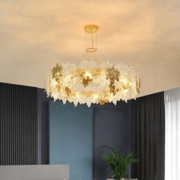 Lampă suspendată Maple Leaf Candelabru din sticlă pentru decorațiuni interioare europene