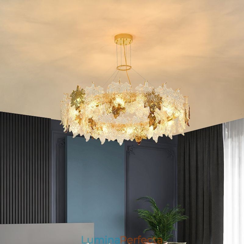 Lampă suspendată Maple Leaf Candelabru din sticlă pentru decorațiuni interioare europene