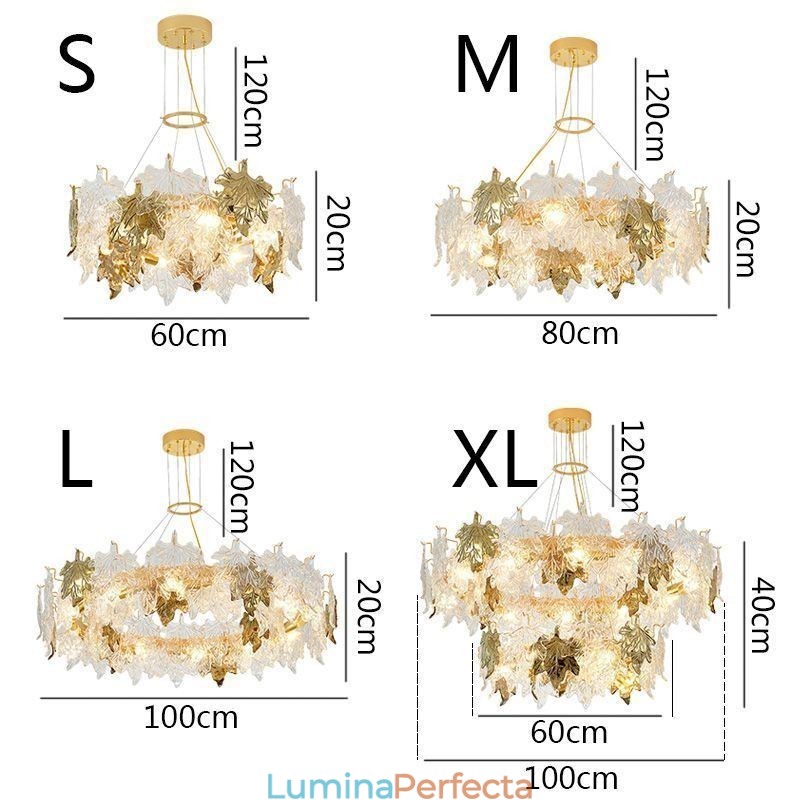 Lampă suspendată Maple Leaf Candelabru din sticlă pentru decorațiuni interioare europene