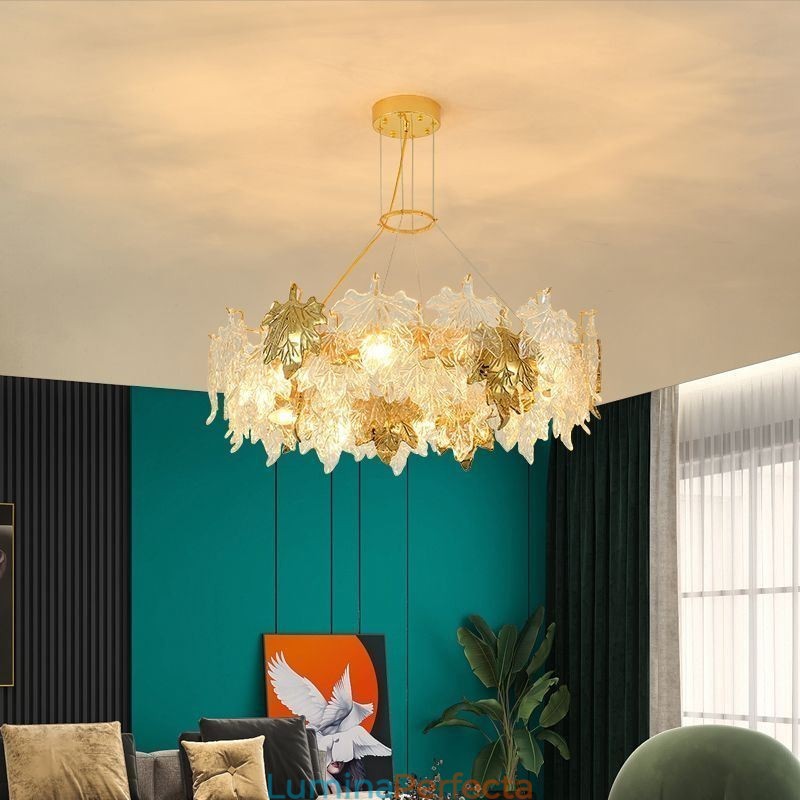 Lampă suspendată Maple Leaf Candelabru din sticlă pentru decorațiuni interioare europene