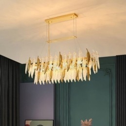 Candelabru artistic din sticlă Pene Lampă suspendată ovală