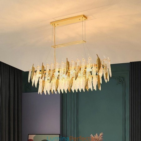 Candelabru artistic din sticlă Pene Lampă suspendată ovală Candelabru artistic din sticlă Pene Lampă suspendată ovală