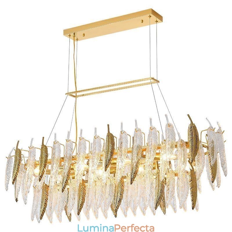 Candelabru artistic din sticlă Pene Lampă suspendată ovală