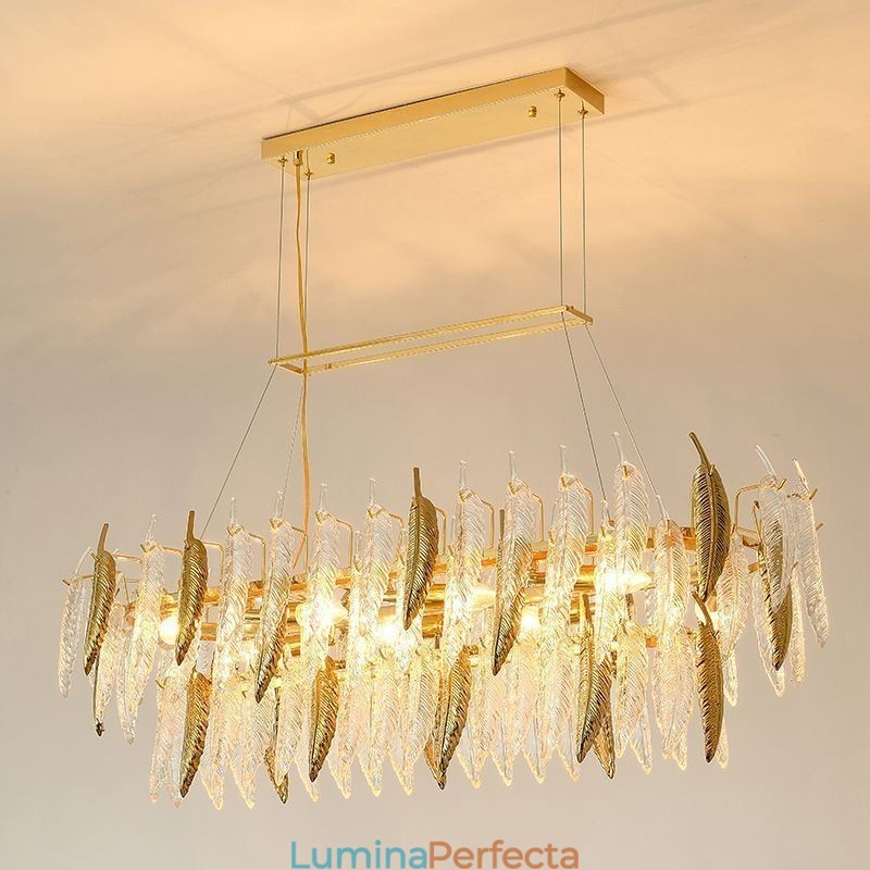Candelabru artistic din sticlă Pene Lampă suspendată ovală