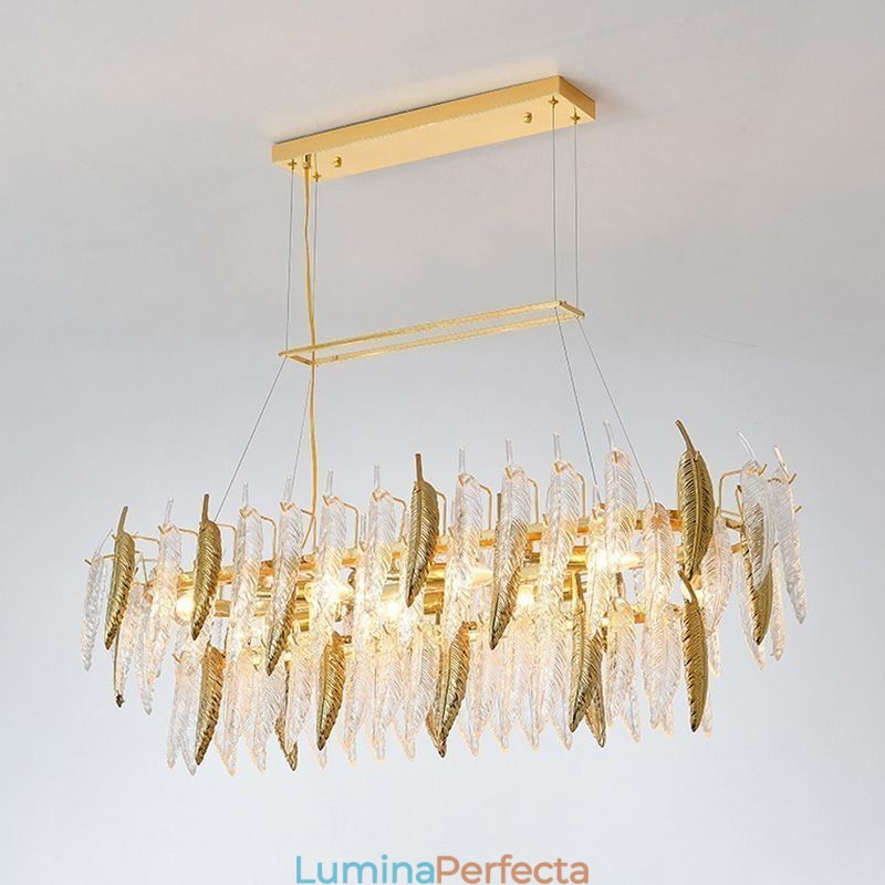 Candelabru artistic din sticlă Pene Lampă suspendată ovală