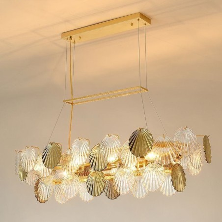 Candelabru de sticlă de lux Lampă de modă Lampă suspendată din sticlă în formă de scoică Candelabru de sticlă de lux Lampă de modă Lampă suspendată din sticlă în formă de scoică