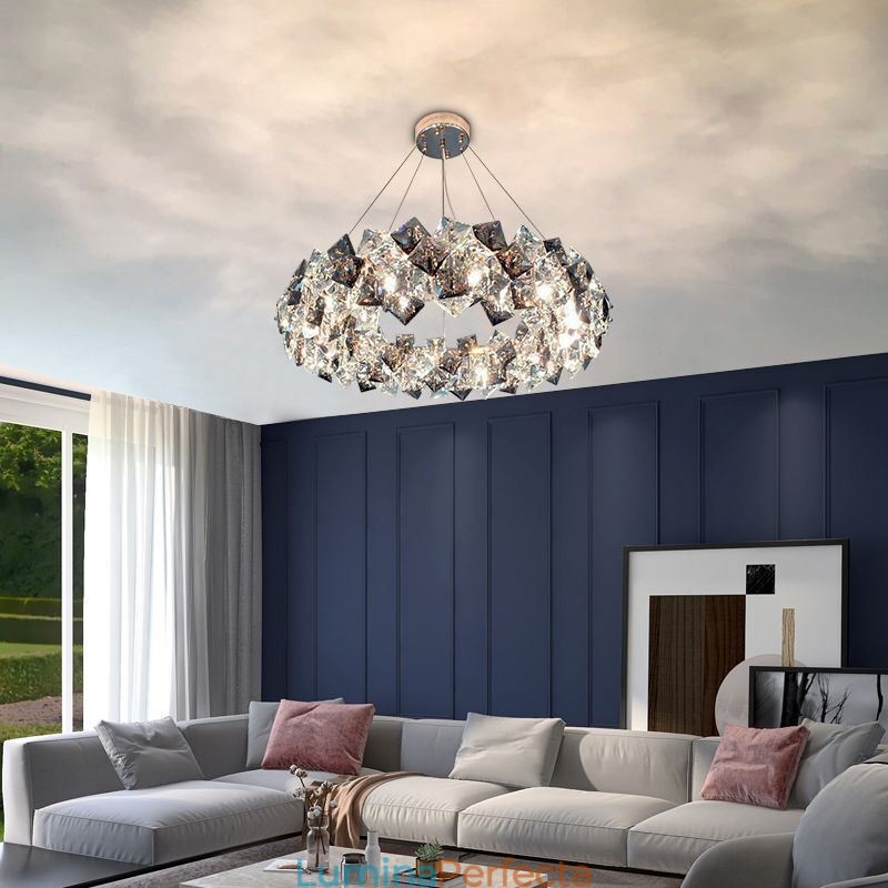 Candelabru de sticlă de lux, modern, minimalist, suspendat Living
