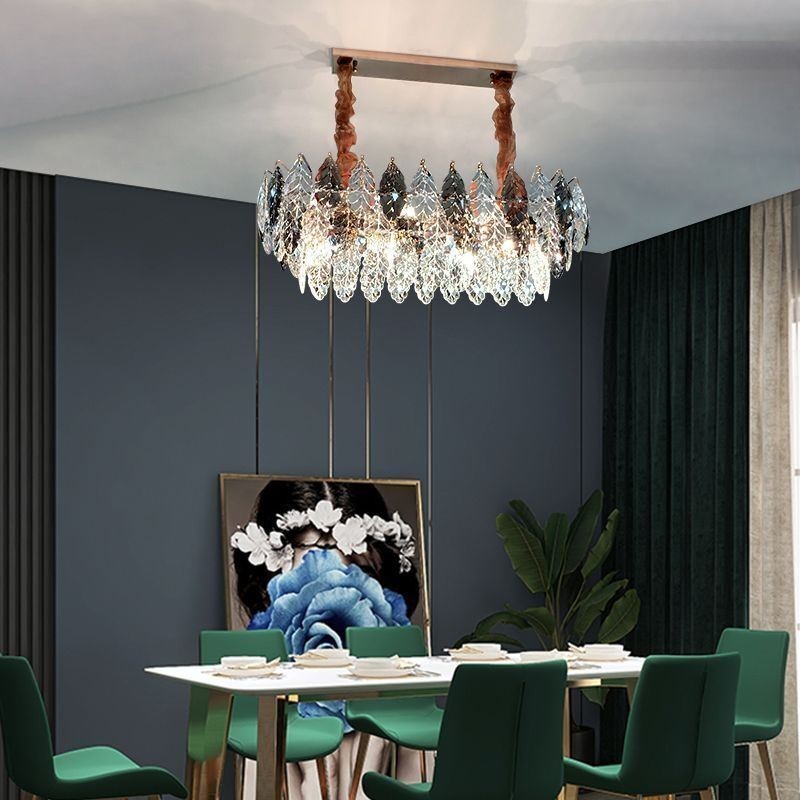 Candelabru din sticlă cu frunze de lumină europeană de fier