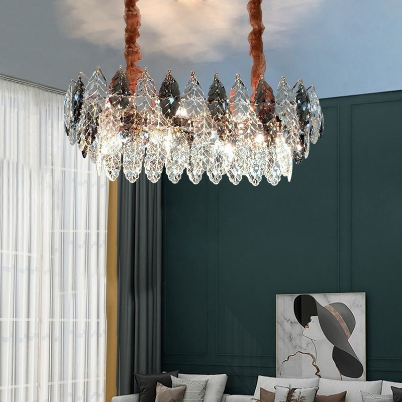 Candelabru din sticlă cu frunze de lumină europeană de fier