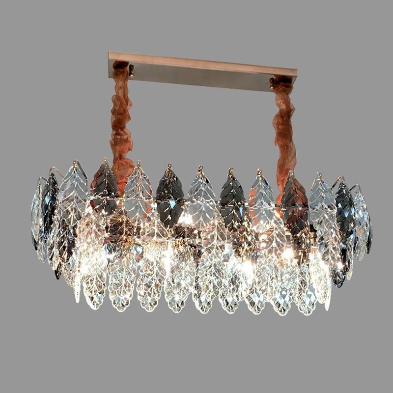 Candelabru din sticlă cu frunze de lumină europeană de fier