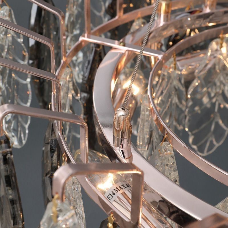 Candelabru din sticlă cu frunze de lumină europeană de fier
