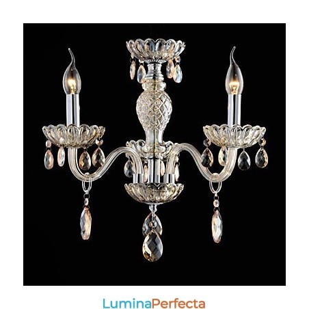 3 Lumini Stilul palatului Candelabru de sticla cu bec de lumanare