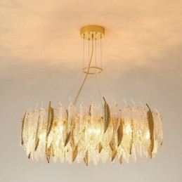 Candelabru artistic din sticlă Pene Plafoniera rotundă