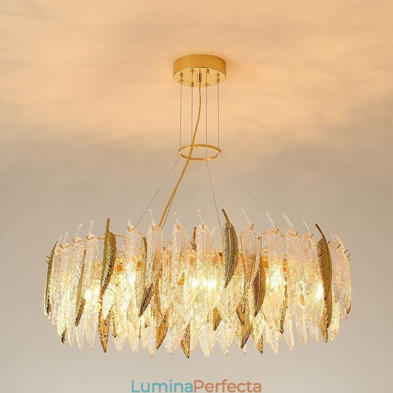 Candelabru artistic din sticlă Pene Plafoniera rotundă