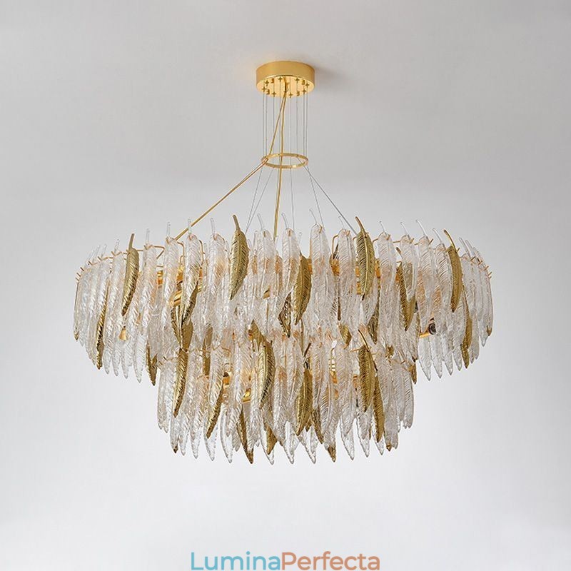 Candelabru artistic din sticlă Pene Plafoniera rotundă