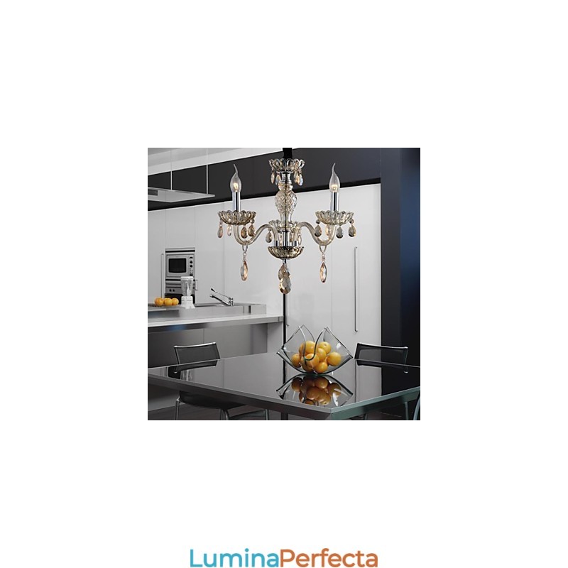 3 Lumini Stilul palatului Candelabru de sticla cu bec de lumanare